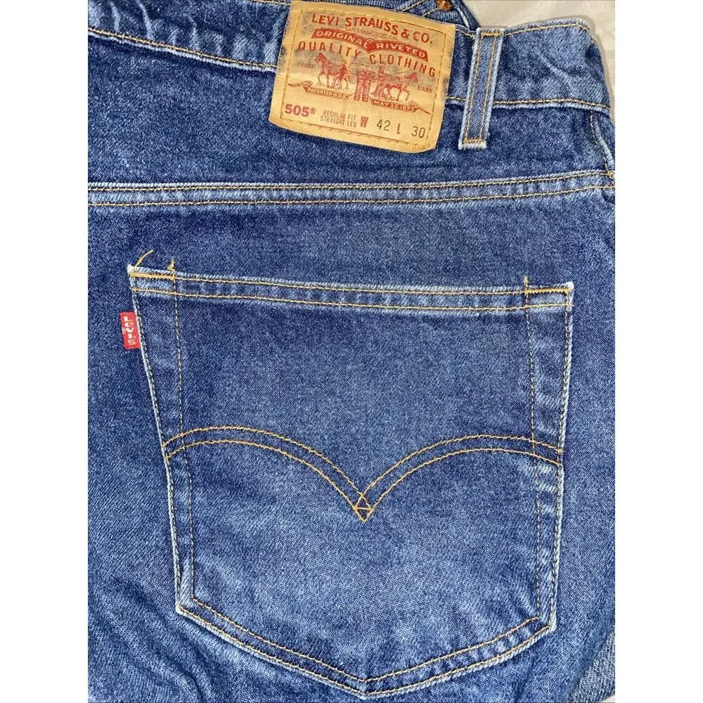 VTG Levis 505 Jeans Made In USA Men 42X30 Y2K Hipster Grunge 100% COTTON